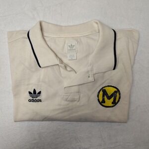 Adidas Polo Shirt Mens 2XL Cream Trefoil Michigan Wolverines Football NCAA Work